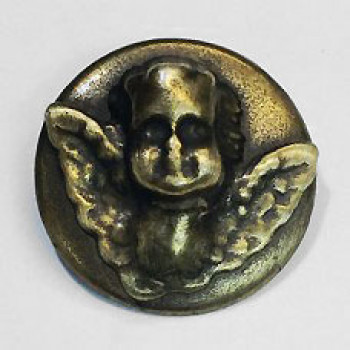 M-7906  Antique Brass Metal Cherub Button 